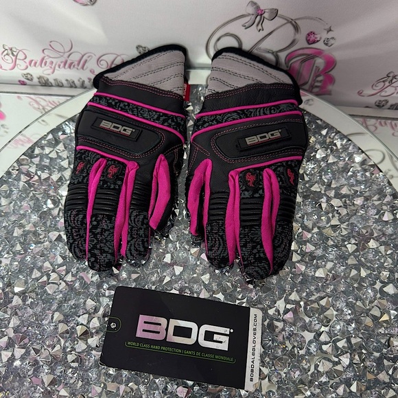 Bob dale gloves pink goat skin leather moveable work gloves mitts working padded - Picture 1 of 8